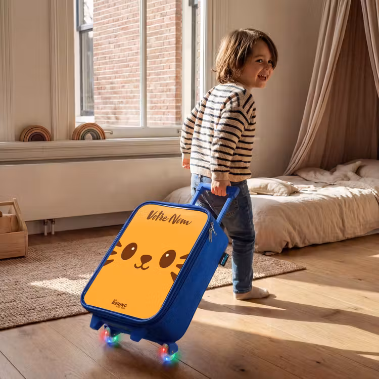 Valise enfant avec nom - Bleu - Kawai - Tiger - Orange — 2