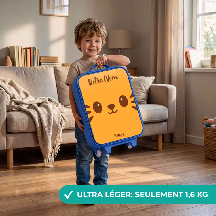Valise enfant avec nom - Bleu - Kawai - Tiger - Orange — 3