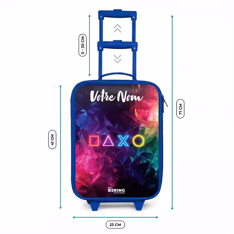 Valise enfant avec nom - Bleu - Symboles - Jeu - Coloré — 6