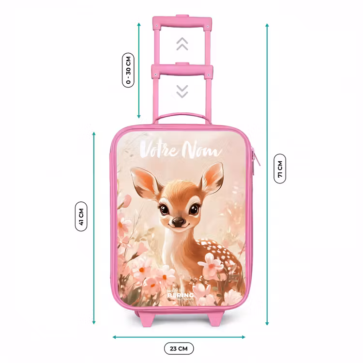 Valise enfant avec nom - Rose - Cerf - Fleurs - Points - Rose — 6