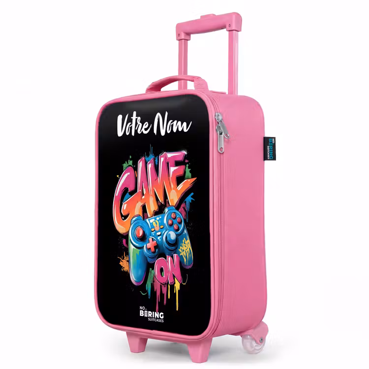 Valise enfant avec nom - Rose - Contrôleur - Jeu - Graffiti - Texte — 8