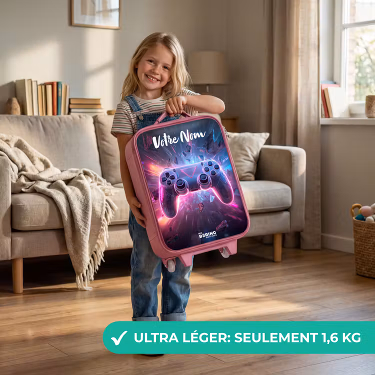 Valise enfant avec nom - Rose - Contrôleur - Neon - Jeu — 3
