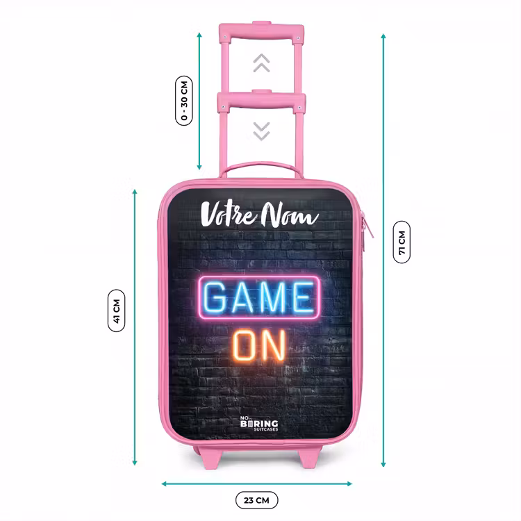 Valise enfant avec nom - Rose - Jeu - Néon - Mur — 6