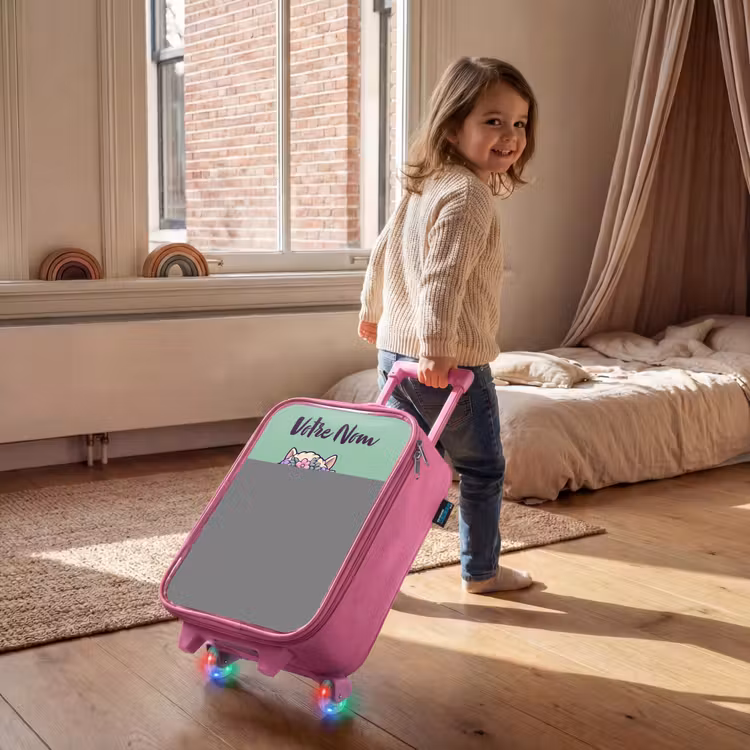 Valise enfant avec nom - Rose - Kawai - Alpaga - Vert — 2