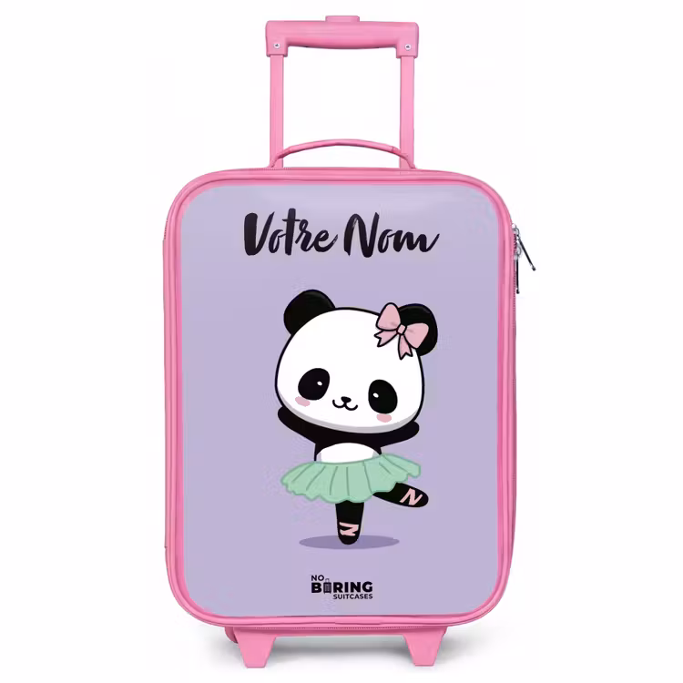 Valise enfant avec nom - Rose - Kawai - Ballet - Panda — 1