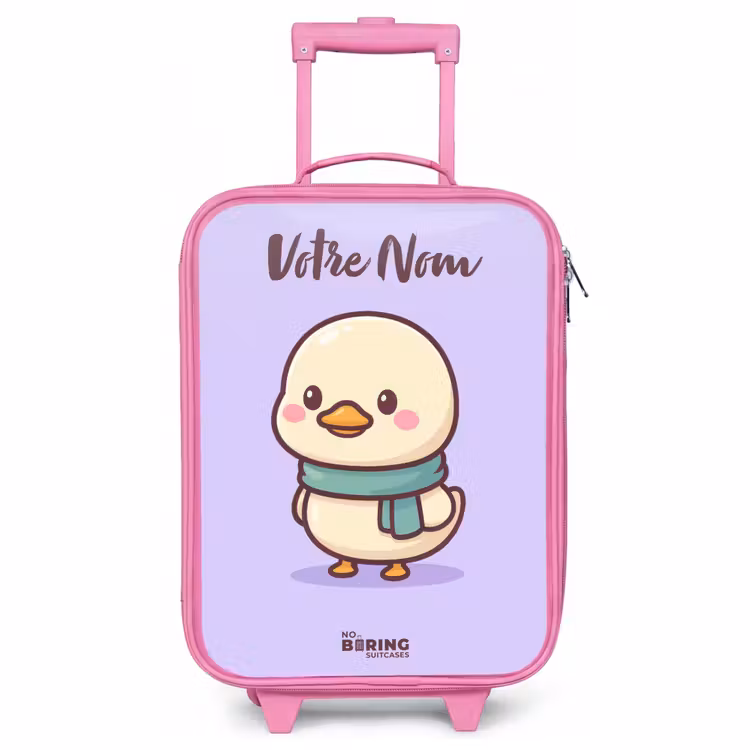Valise enfant avec nom - Rose - Kawai - Canard - Echarpe — 1
