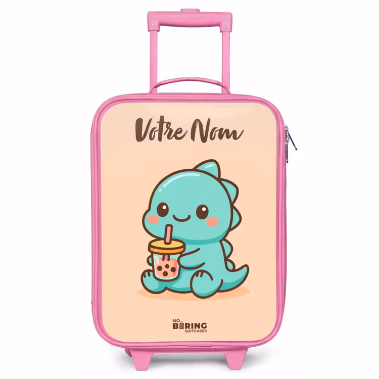 Valise enfant avec nom - Rose - Kawai - Dino - Bubbletea — 1