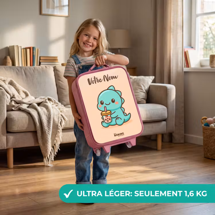 Valise enfant avec nom - Rose - Kawai - Dino - Bubbletea — 3