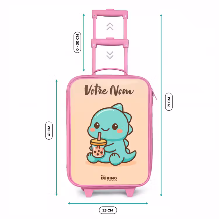 Valise enfant avec nom - Rose - Kawai - Dino - Bubbletea — 6