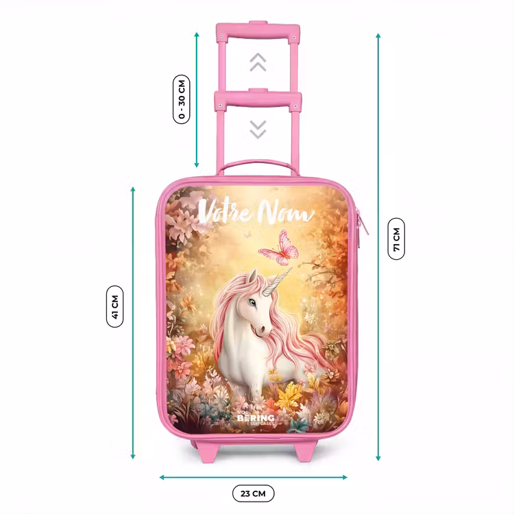 Valise enfant avec nom - Rose - Licorne - Papillon - Rose - Crinière — 6