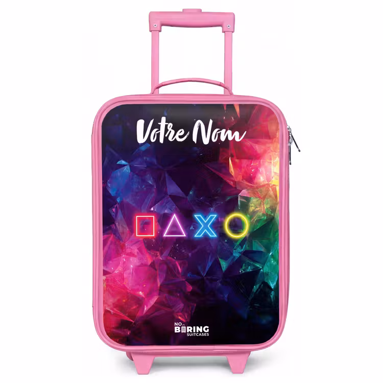 Valise enfant avec nom - Rose - Symboles - Jeu - Coloré — 1