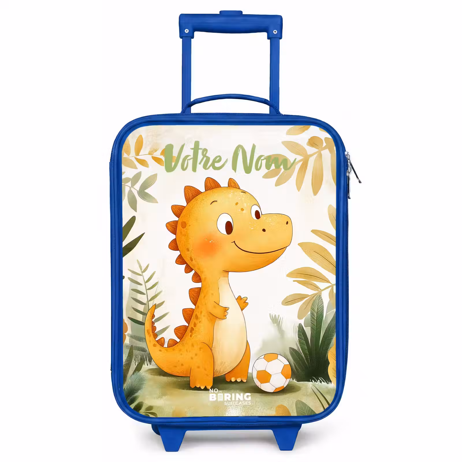 Valise enfant avec nom - Bleu - Dino - Football - Orange — 1