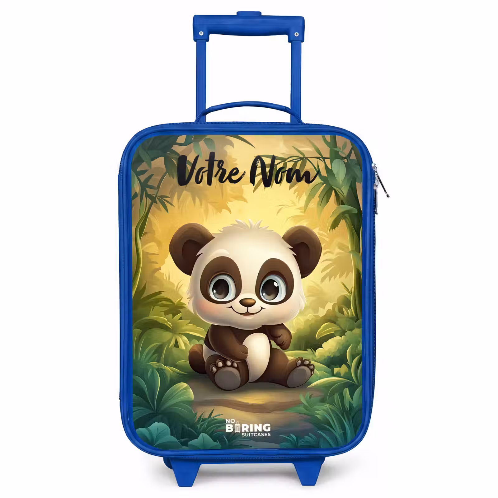 Valise enfant avec nom - Bleu - Panda - Forêt de bambous - Vert — 1