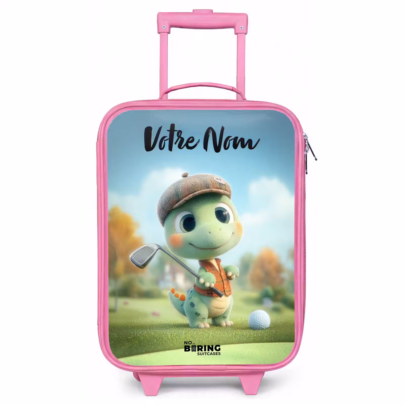 Valise enfant avec nom - Rose - Golf - Dino - Vert — 1