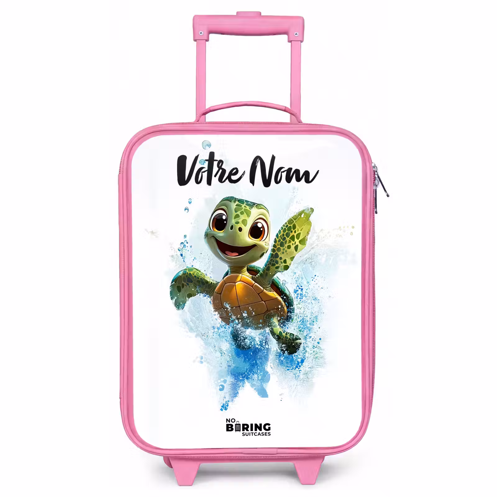 Valise enfant avec nom - Rose - Tortue - Eau - Vert — 1