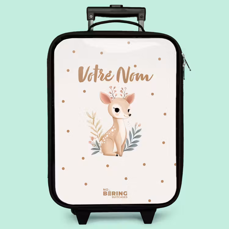 Valise enfant - Petit cerf avec des plantes dans un champ plein de points — 3
