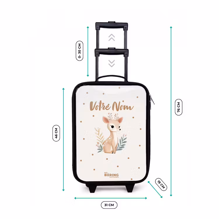 Valise enfant - Petit cerf avec des plantes dans un champ plein de points — 7