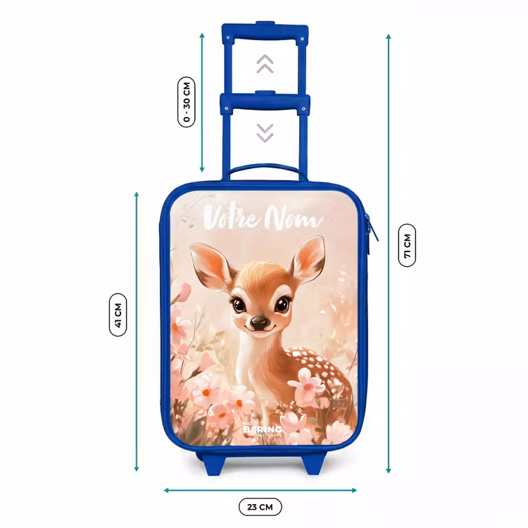 Valise enfant avec nom - Bleu - Cerf - Fleurs - Points - Rose — 6