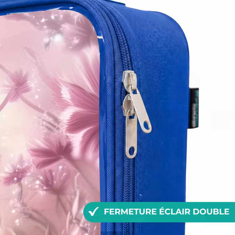 Valise enfant avec nom - Bleu - Chaton - Papillons - Violet - Fleurs — 7