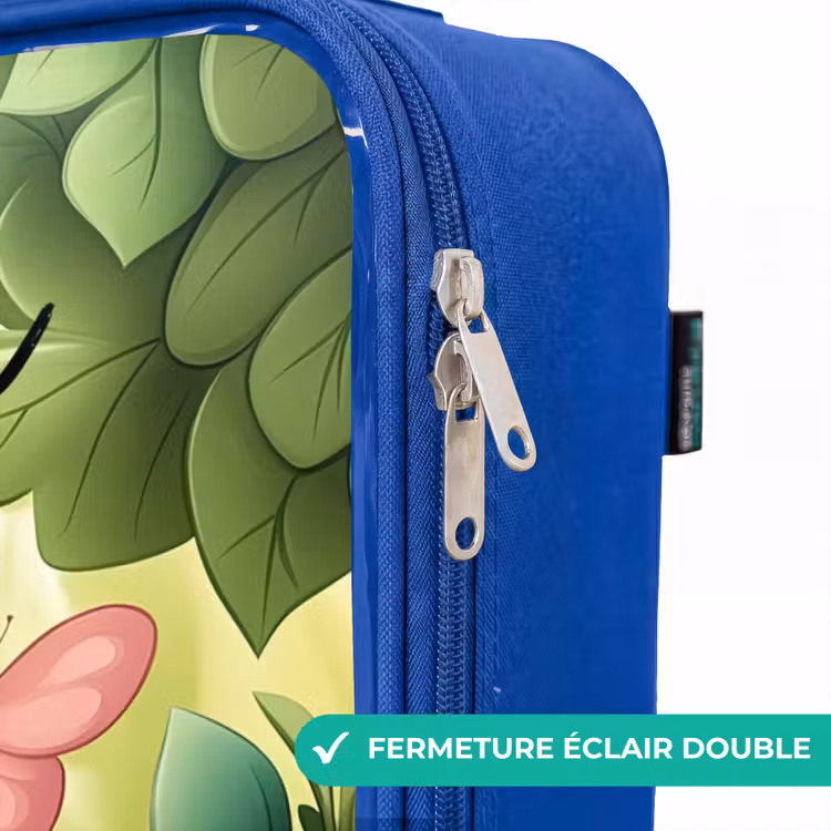 Valise enfant avec nom - Bleu - Cheval - Fleurs - Papillons — 7