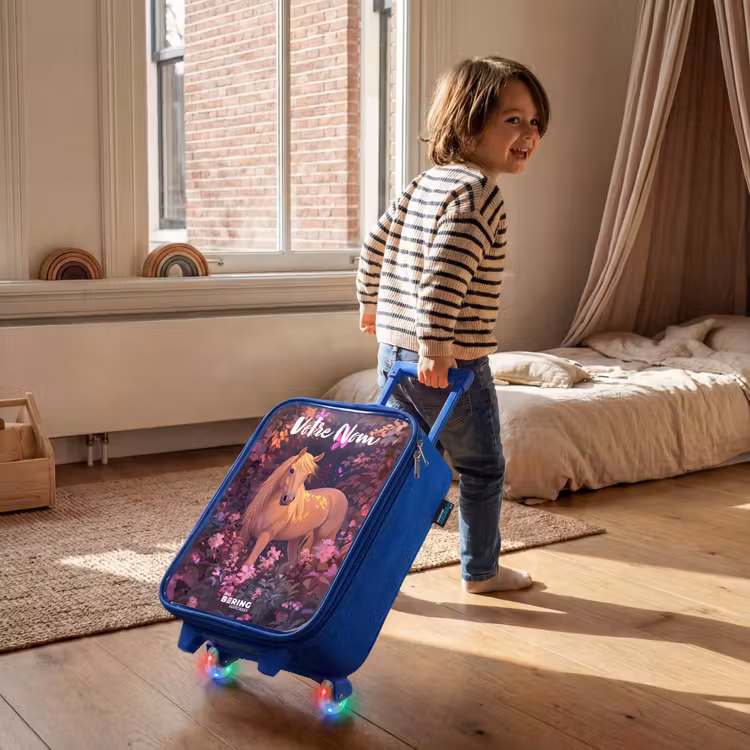 Valise enfant avec nom - Bleu - Cheval - Fleurs - Violet - Papillon — 2