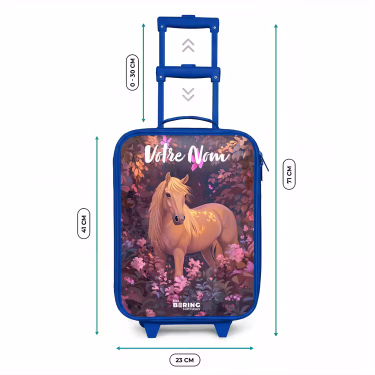Valise enfant avec nom - Bleu - Cheval - Fleurs - Violet - Papillon — 6