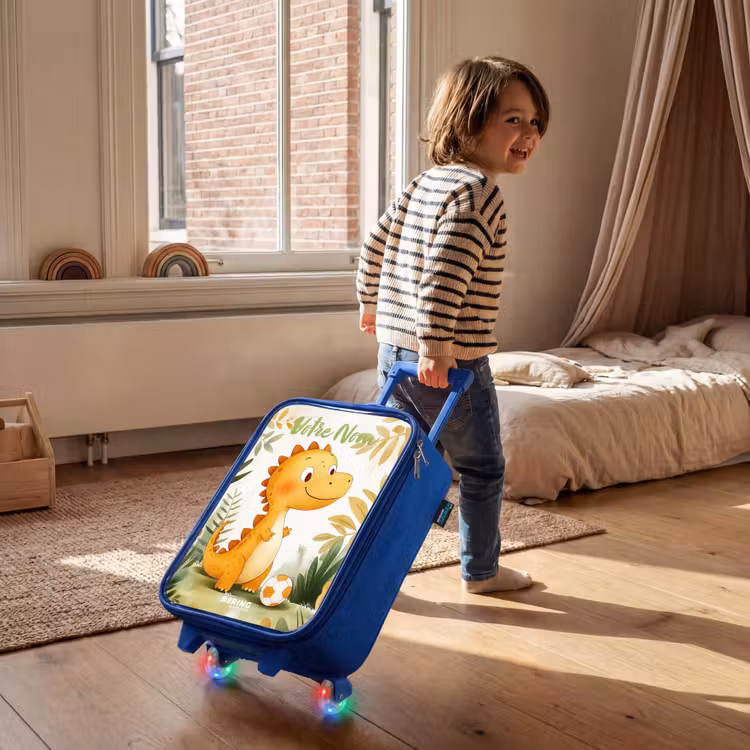 Valise enfant avec nom - Bleu - Dino - Football - Orange — 2