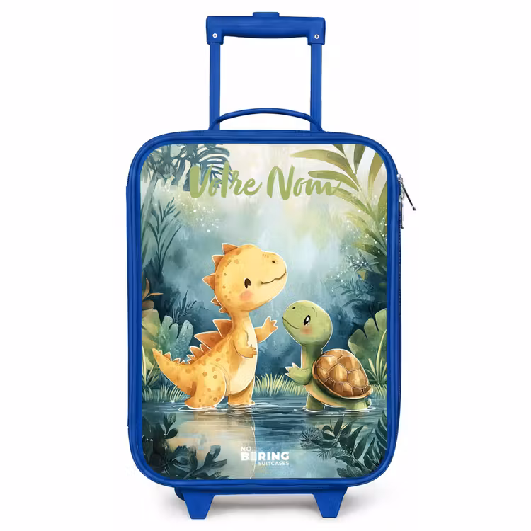 Valise enfant avec nom - Bleu - Dino - Tortue - Jungle — 1