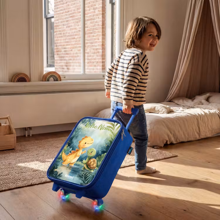 Valise enfant avec nom - Bleu - Dino - Tortue - Jungle — 2