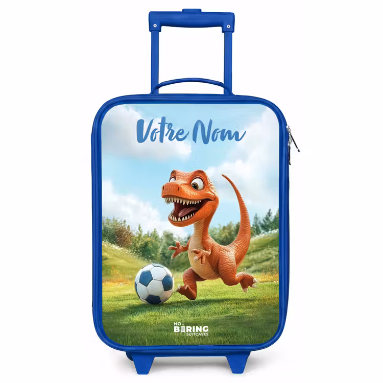Valise enfant avec nom - Bleu - Football - Dino - Sports — 1