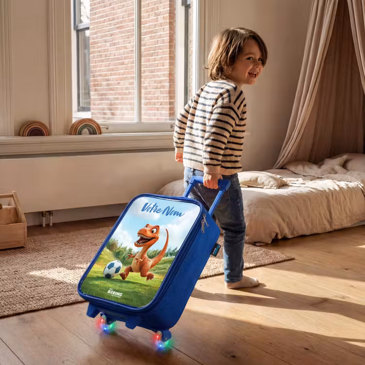Valise enfant avec nom - Bleu - Football - Dino - Sports — 2