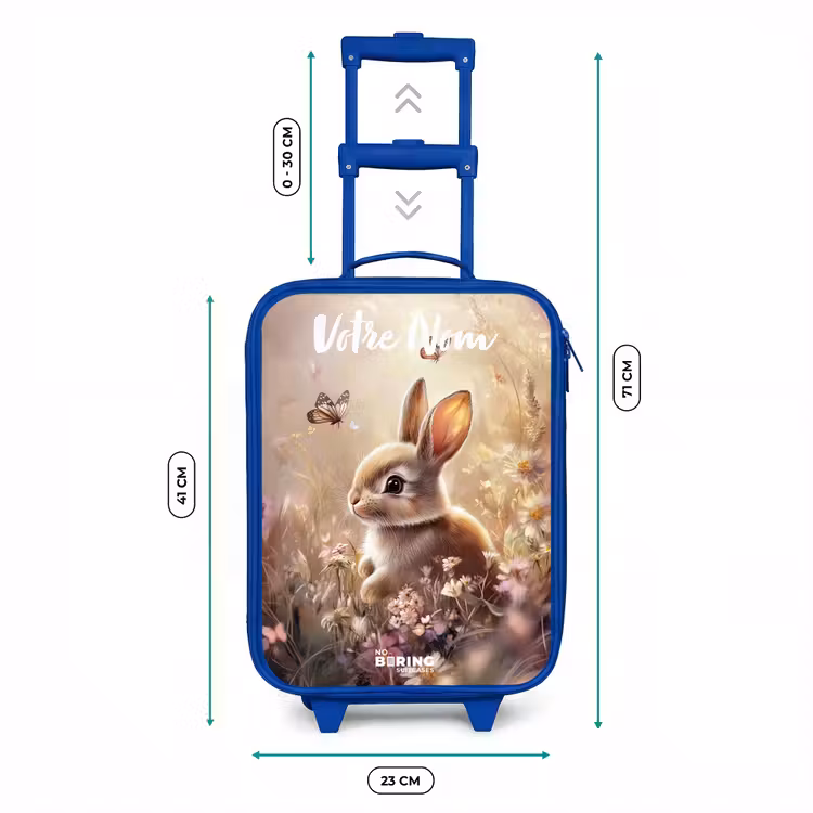 Valise enfant avec nom - Bleu - Lapin - Marron - Fleurs - Papillons — 6
