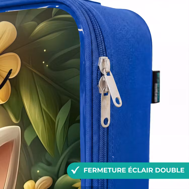 Valise enfant avec nom - Bleu - Lapin - Soleil - Conte de fées - Papillon — 7