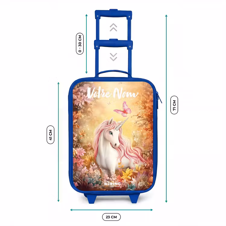 Valise enfant avec nom - Bleu - Licorne - Papillon - Rose - Crinière — 6