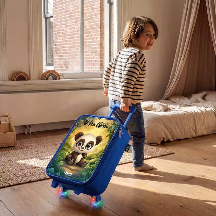 Valise enfant avec nom - Bleu - Panda - Forêt de bambous - Vert — 2