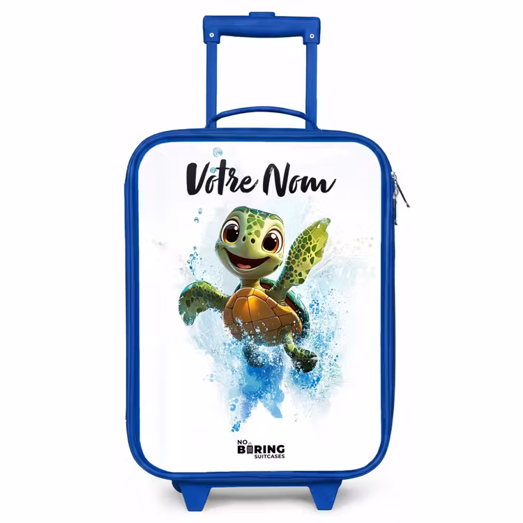 Valise enfant avec nom - Bleu - Tortue - Eau - Vert — 1