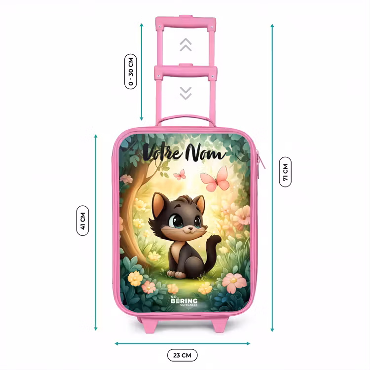 Valise enfant avec nom - Rose - Chat - Papillon - Fleurs — 6