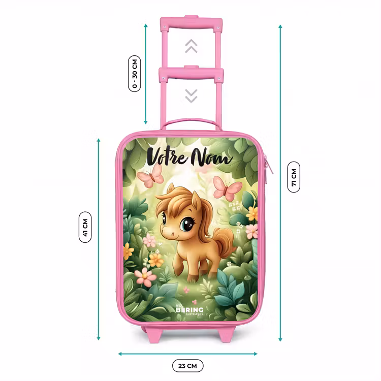 Valise enfant avec nom - Rose - Cheval - Fleurs - Papillons — 6