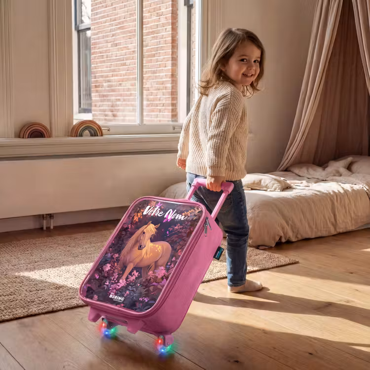 Valise enfant avec nom - Rose - Cheval - Fleurs - Violet - Papillon — 2