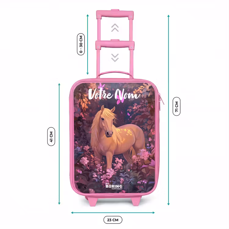 Valise enfant avec nom - Rose - Cheval - Fleurs - Violet - Papillon — 6