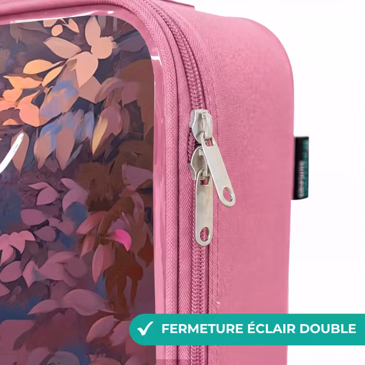 Valise enfant avec nom - Rose - Cheval - Fleurs - Violet - Papillon — 7
