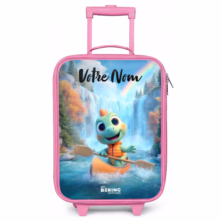 Valise enfant avec nom - Rose - Dino - Nature - Cascade — 1