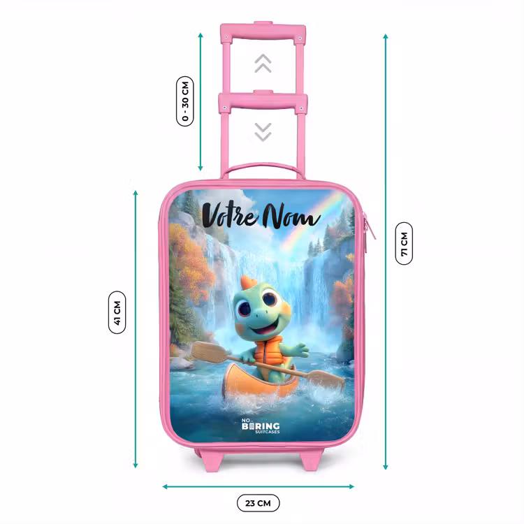 Valise enfant avec nom - Rose - Dino - Nature - Cascade — 6