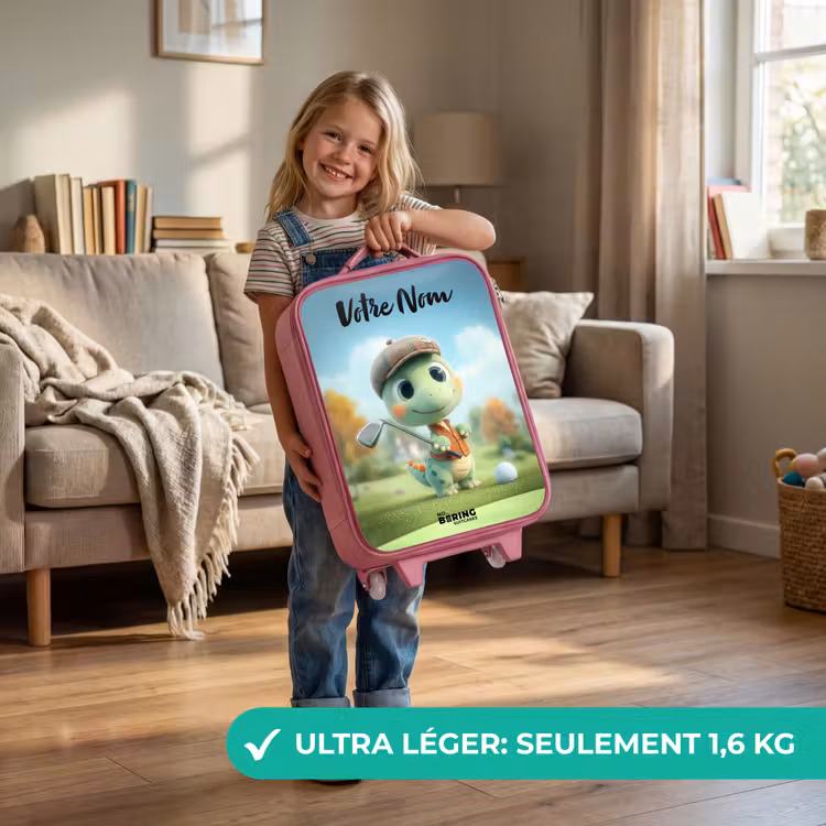 Valise enfant avec nom - Rose - Golf - Dino - Vert — 3