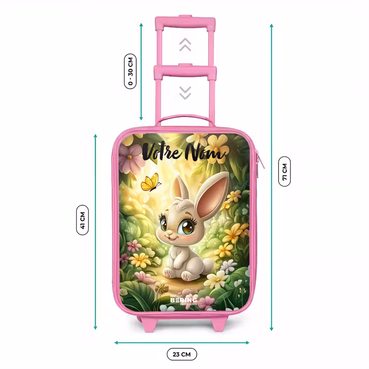 Valise enfant avec nom - Rose - Lapin - Soleil - Conte de fées - Papillon — 6