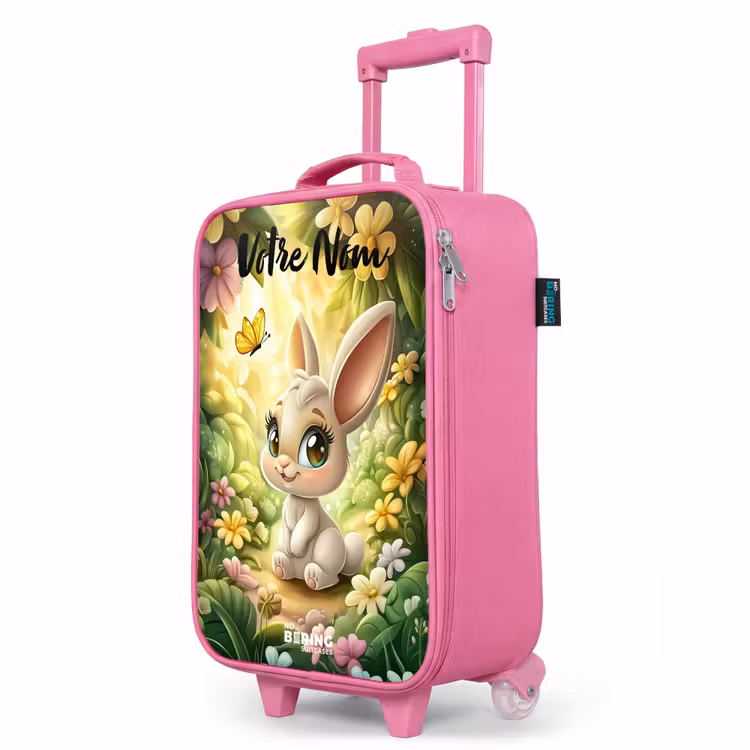 Valise enfant avec nom - Rose - Lapin - Soleil - Conte de fées - Papillon — 8