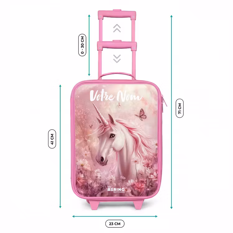 Valise enfant avec nom - Rose - Licorne - Rose - Papillon - Fleurs — 6