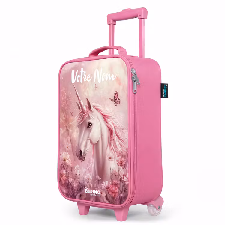 Valise enfant avec nom - Rose - Licorne - Rose - Papillon - Fleurs — 8
