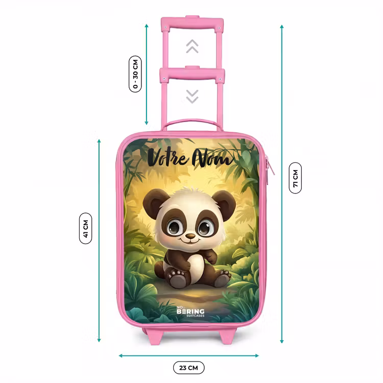 Valise enfant avec nom - Rose - Panda - Forêt de bambous - Vert — 6