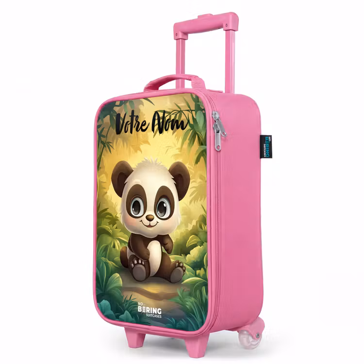 Valise enfant avec nom - Rose - Panda - Forêt de bambous - Vert — 8